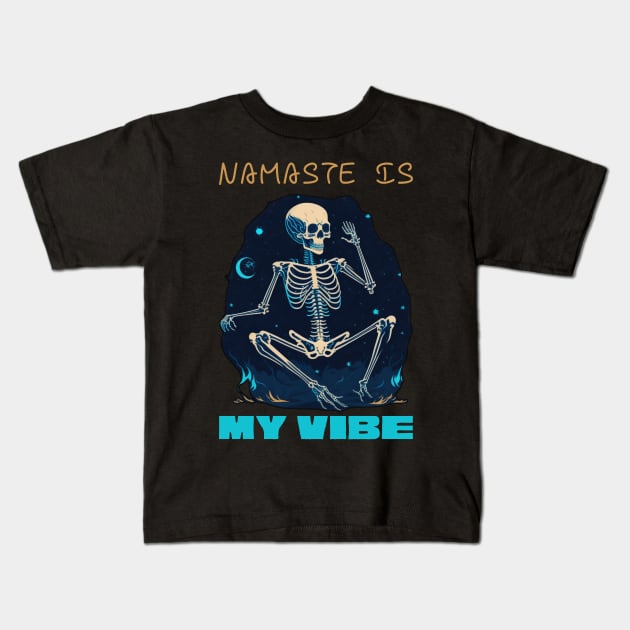 Cute Skeleton Yoga Kids T-Shirt by masterpiecesai